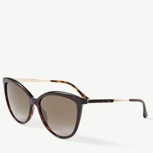 NIB Jimmy Choo Brown Havana Cat Eye Sunglasses with Swarovski Crystals